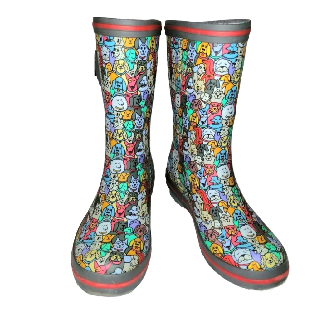 Skechers Bob's Rain Check April Showers Dog Print Waterproof Rain Boots Size 6